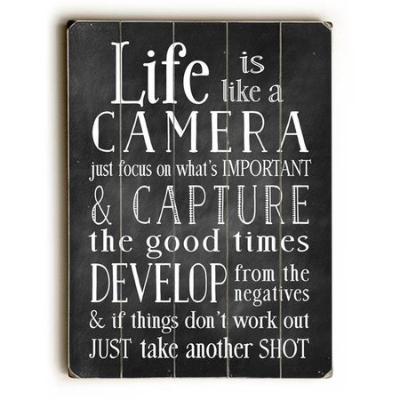 ONE BELLA CASA One Bella Casa 0004-7512-38 12 x 16 in. Life is Like a Camera Planked Wood Wall Decor by Nancy Anderson 0004-7512-38